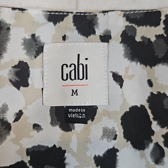 Cabi  Rosette Blouse #5898 Black White Neutral Leopard Print - Picture 4 of 8